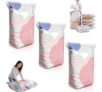 No Pump Vacuum Storage Bags, Space-Saving No-Pump 3D Large Capacity Vacuum Storage Compression Bags, Keeps Dry & Dust-Free for Clothes, Bedding, Comforters, Reusable Heavy for Travel & Home (3pcs,L)