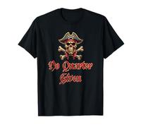 No Quarter Given Crâne et os croisés Pirate vieilli T-Shirt