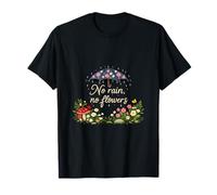 No Rain No Flowers Cottagecore Parapluie Motif Floral T-Shirt