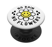 No Rain No Flowers Happy Smile Face Daisy Flower Tee PopSockets PopGrip Adhésif