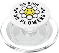 No Rain No Flowers Happy Smile Face Daisy Flower Tee PopSockets PopGrip pour MagSafe