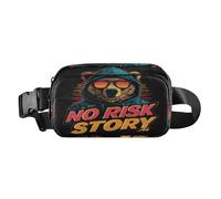 No Risk No Story Bear Sac banane tendance pour homme et femme Résistant à l'eau Avec sangle réglable pour voyage, gym, travail
