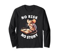 No Risk No Story Souris mignonne et piège à souris Cadeau de motivation Manche Longue