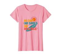 No Shirt No Shoes No Dice Surfer Beach Lover Devise T-Shirt, Femme, Rose, XL
