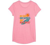 No Shirt No Shoes No Dice Surfer Beach Lover Devise T-Shirt, Fille, Rose, XS