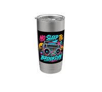 No Sleep Til Brooklyn Retro Boombox Music Lover Gobelet isotherme en acier inoxydable double paroi