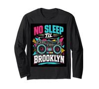 No Sleep Til Brooklyn Retro Boombox Music Lover Manche Longue