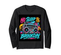 No Sleep Til Brooklyn Retro Boombox Music Lover Manche Longue