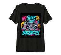 No Sleep Til Brooklyn Retro Boombox Music Lover T-Shirt Haut de Gamme