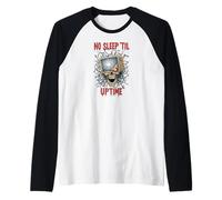 No Sleep 'Til Uptime IT Admin Skull Tech Support Programmer Manche Raglan