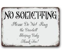 No Soliciting Please Do Not Ring Doorbell Sleeping Sign 8 X 12 in
