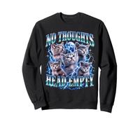 No Thoughts Head Empty Kitty Meme Y2K Moon Lightning Sweatshirt