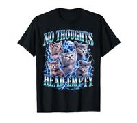 No Thoughts Head Empty Kitty Meme Y2K Moon Lightning T-Shirt Graphique avec Valeur