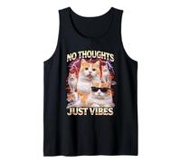 No Thoughts Just Vibes Funny Cat Meme Bootleg Animaux Humour Débardeur