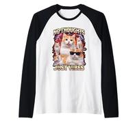 No Thoughts Just Vibes Funny Cat Meme Bootleg Animaux Humour Manche Raglan