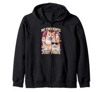 No Thoughts Just Vibes Funny Cat Meme Bootleg Animaux Humour Sweat à Capuche