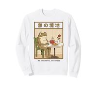 No Thoughts Just Vibes Tête de Grenouille Vide Zen Japonais Sweatshirt