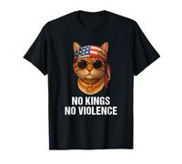 No Violence No Kings Chat Peace Signe Bandana Drapeau US T-Shirt
