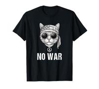 No War Chat Peace Signe Bandana US Drapeau Anti Guerre Cat T-Shirt