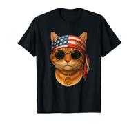 No War Chat Peace Signe Drapeau US Bandana Anti Guerre Cat T-Shirt