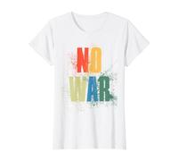 NO War Stop War Peace T-Shirt Graphique avec Valeur, Femme, Blanc, M