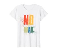 NO War Stop War Peace T-Shirt Graphique avec Valeur, Femme, Blanc, M