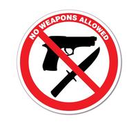 No Weapons Allowed Guns Knives Sticker Decal Safety Sign Car Vinyl