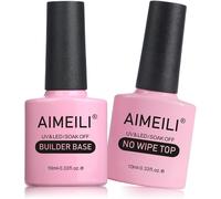 No Wipe Top Coat Et 5 En 1 Builder Base Gel Vernis Semi Permanent Kit, Clair Base Et Structure Pour Extensions, Renforcement Et Réparation De Manucure 2x10ml