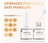 No Wipe Top Coat Et Rubber Base 15ml Clair Vernis Semi Permanent Gel Sans Hema Uv Led Gel Polish Renforcement Et Réparation De Manucure Nail Art