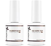 No Wipe Top Coat et Rubber Base 15ML Clair Vernis Semi Permanent Gel UV LED Gel Polish Renforcement et Réparation de Manucure Nail