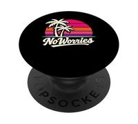 No Worries Coucher de Soleil Palmiers Style rétro PopSockets PopGrip Adhésif