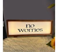 No Worries Veilleuse LED néon en bois acrylique pour chambre à coucher, salon, café, bar, étude, bureau, décoration de table à domicile, cadeau pour amis, amoureux, famille