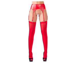 NO:XQSE - ensemble lingerie porte-jarretelles brillant - rouge - L/XL