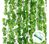 Noa Home Deco 12 Pièces Artificielle Lierre Guirlandes, Plante Artificielle Faux Lierre Décoration pour Célébration, Mariage, Jardin, Intérieur，Exterieur(2.2M,Inclure Attaches Câble)