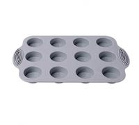 Noa Home Deco Moule en Silicone 12 Alevoles pour Mini Gateaux, Plat Antiadhesif pour Mini Tartes, Muffins, Chocolat, Gelee, Desserts, Compatible Four & Lave-Vaisselle, Sans BPA Alimentaire (Gris)