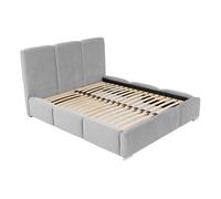 Noa - lit coffre - 160x200 cm - en velours - sommier inclus - Gris clair