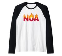 Noa on Fire Word Art - Jolie Flamme personnalisée Manche Raglan