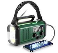 NOAA Radio météo d'urgence, meilleure batterie portable 10 000 mAh, manivelle, radios solaires AM/FM, chargeur de téléphone de type C, lampe de poche, lampe de lecture, boussole, alerte de survie SOS,