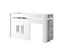 Vipack Lit mezzanine Noah Pin massif laqué blanc 90x200 cm