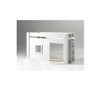 Vipack Noah Lit Mezzanine 90x200cm Pin Massif Laqu Blanc + Set De Rideaux