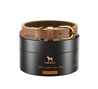 NOAH & PAW Collier XL pour Grand Chien, Cuir véritable Finition huilée cirée, Boucle métal Robuste, Coloris Mixte, Tour de Cou 18"-24" (Camel)