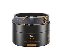 NOAH & PAW Collier XS pour Chien et Chat, Cuir véritable Finition huilée cirée, Boucle métal Robuste, Coloris Mixte, Tour de Cou 9"-12" (Bleu foncé)