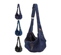 Noah & Paw Sac de Transport pour Chien 3-10 LB, Sling pour Petits Chiens et Chats, Sangle réglable rembourrée, Denim Premium doublé de Fourrure, Double sécurité, Lavable en Machine