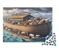 Noah's Ark Scène Casse-tête 1000 Pièces avec Clic Parfait, Puzzle d'art énigme De Compétence Logique pour Une Activité Zen, Puzzle Cadeau d'anniversaire 38x26cm/1000pcs