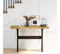 Noain Table console avec pieds en forme de X 120 x 30 x 75 cm en pin massif naturel noir - Table d'appoint pour salon, couloir, bureau avec cadre stable et pratique