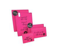 Noaks Bags Lot de 5 sacs à fermeture éclair étanches et inodores (IPX8) avec champ d'inscription, petite trousse de maquillage pour sac à main, Dry Bag - Édition spéciale Pink Stuff