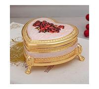 NOALED Boîte à bijoux en forme de cœur, boîte de rangement de bijoux avec motif de fleur de Rose, petit anneau en métal/boucles d'oreilles, mallette de rangement, organisateur de bijoux