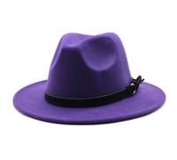NOAMED Fengyan Chapeaux 56-58-61 cm Gangster Trilby Chapeau Fedora en feutre à large bord Top Jazz Casquettes Femmes Hommes Laine Blanc Chapeau de mariage, violet, 6 7/8/7 1/8