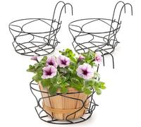 Noamus Lot de 3 Grands paniers de Fleurs à Suspendre de 25,4 cm en métal avec Crochet Amovible pour Balcon, clôture, Porche, terrasse, intérieur, extérieur