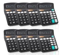 Noamus Lot de 8 calculatrices de bureau à 12 chiffres, calculatrices de base à batterie solaire, calculatrices électroniques à double puissance avec grand écran LCD, bouton sensible pour bureau,
